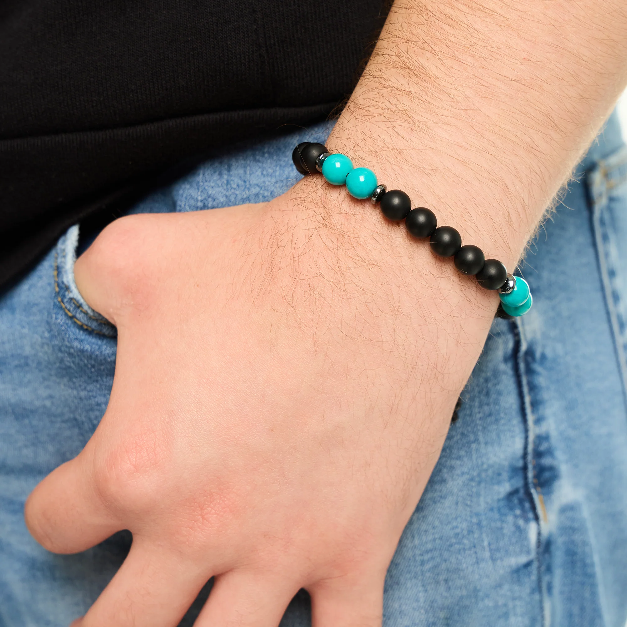 5 & 2 Teal/Black Unisex Bracelet - Image 3