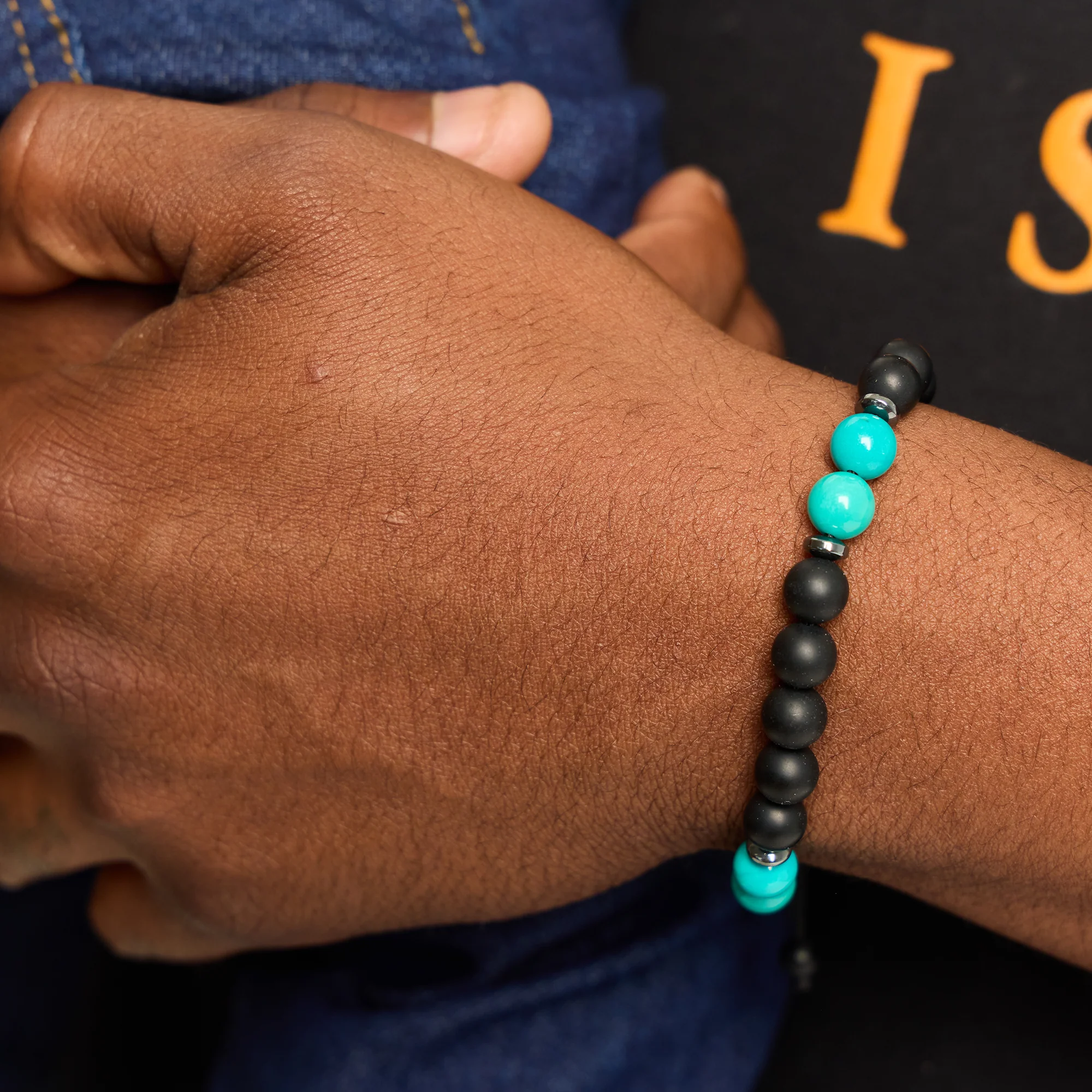 5 & 2 Teal/Black Unisex Bracelet - Image 4